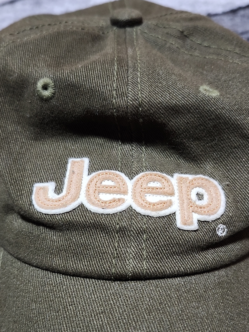 JEEP EMBROIDERED 3-D LOGO ARMY GREEN DISTRESSED BASEBALL CAP HAT - Picture 2 of 12